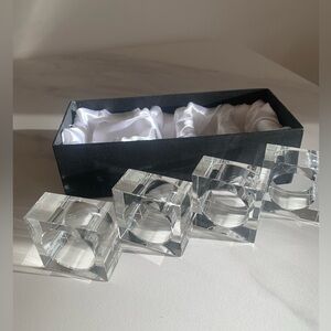 Vintage MCM Oleg Cassini Crystal Square Napkin Rings Set of 4